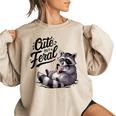 Cute But Feral Panda Raccoon Costume Raccoon Trash Women's Oversized Sweatshirt Sand