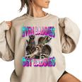Even Baddies Get Saddies Raccoon Oddly Specific Meme Women's Oversized Sweatshirt Sand