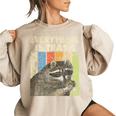 Everything Is Trash Retro Raccoon Lover Camping Women's Oversized Sweatshirt Sand