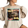 Life Is Soup Raccoon Meme Oversized Women's Sweatshirt | Quirky Humor Sand