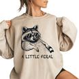 A Little Feral Raccoon With Moon Animal Raccoon Trash Panda Women's Oversized Sweatshirt Sand