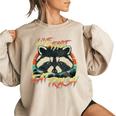 Live Fast Eat Trash Retro Trash Panda Raccoon Women's Oversized Sweatshirt Sand