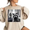 Raccoon & Bigfoot Sweatshirt - Quirky Women's Oversized Hoodie Sand