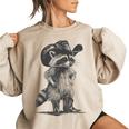 Raccoon Cowboy Graphic Sweatshirt | Unisex Oversized Meme Wear Sand