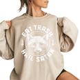 Raccoon Eat Trash Hail Satan Gothic Racoon Women's Oversized Sweatshirt Sand