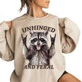 Raccoon Feral Summer Women's Oversized Sweatshirt | Retro Wildlife Sand