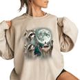 Raccoon Howling Moon | Cursed Women's Oversized Sweatshirt Sand