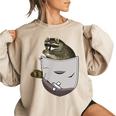 Raccoon Lover Oversized Women's Sweatshirt - Animal Fun Theme Sand