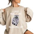 Raccoon Lover Women's Sweatshirt - Cozy Oversized Fit Sand