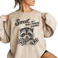 Raccoon Sarcastic Women's Oversized Sweatshirt - Sweet Yet Feisty Sand