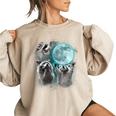 Raccoon Shirt 3 Racoons Howling At Moon Weird Cursed Women's Oversized Sweatshirt Sand