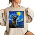 Raccoon Starry Night Sweatshirt - Women's Cozy Art-Inspired Wear Sand