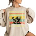 Retro First Of All I'm A Delight Angry Raccoon Animal Women's Oversized Sweatshirt Sand