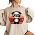 Retro Panda Women's Oversized Sweatshirt - Fun BBQ Style Sand