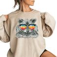Retro Raccoon Women's Oversized Sweatshirt - Animal Lover Gift Sand