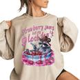 Strawberry Jams Raccoon Women's Oversized Sweatshirt - Fun & Cozy Sand