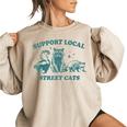 Support-Local-Street-Cat Vintage Raccoon Opossum Skunk Women's Oversized Sweatshirt Sand