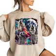 Three Raccoon Moon Oversized Sweatshirt for Women | Fun Meme Style Sand