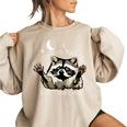 Trash Can Joke Raccoon Women's Oversized Sweatshirt - Humor Theme Sand
