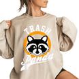 Trash Panda Apparels Cute Trash Panda Raccoon Small Short Sleeve Modern Cartoon Casual All Seasons Women's Oversized Sweatshirt Sand