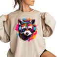 Vintage Raccoon Speaker Graphic Sweatshirt – Unisex Adults & Kids Sand