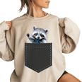 Women's Oversized Sweatshirt | Cute Raccoon in Pocket Design Sand
