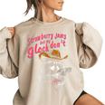 Women's Oversized Sweatshirt - Quirky Raccoon & Strawberry Jam Theme Sand