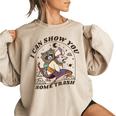 Women's Oversized Sweatshirt - Racoonicorn Fun & Playful Fashion Sand