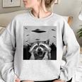 Alien UFO Raccoon Sweatshirt - Fun for Men, Women, Kids Sport Grey