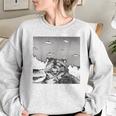 Alien UFO Raccoon Women's Oversized Sweatshirt Sport Grey