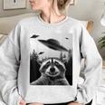 Alien UFO Raccoon Women's Oversized Sweatshirt Sport Grey