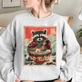 Anime Raccoon Sweatshirt | Women's Oversized Ramen Lovers' Hoodie Sport Grey