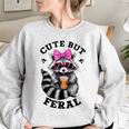 Cute Colorful Raccoon Sweatshirt for Women | Casual Fun Style Sport Grey