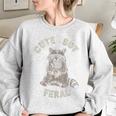 Cute But Feral Sarcastic Raccoon Small Women's Oversized Sweatshirt Sport Grey