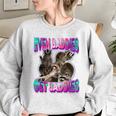 Even Baddies Get Saddies Raccoon Oddly Specific Meme Women's Oversized Sweatshirt Sport Grey