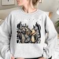 Let's Get Trashed Raccoon And Opossum Drinking Beer Women's Oversized Sweatshirt Sport Grey
