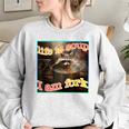 Life Is Soup Raccoon Meme Oversized Women's Sweatshirt | Quirky Humor Sport Grey