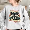 Live Fast Eat Trash Retro Trash Panda Raccoon Women's Oversized Sweatshirt Sport Grey