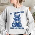 Moody Raccoon Meme Women's Oversized Sweatshirt - Fun & Cozy Sport Grey
