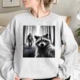 Raccoon & Bigfoot Sweatshirt - Quirky Women's Oversized Hoodie Sport Grey
