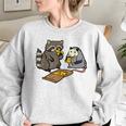 Raccoon & Opossum Pizza Party | Women's Oversized Sweatshirt Sport Grey