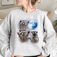 Raccoon Oversized Sweatshirt - Whimsical Moon Howl Design for Women Sport Grey