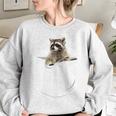 Raccoon Pocket Women's Oversized Sweatshirt - Cozy Unisex Style Sport Grey