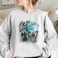 Raccoon Shirt 3 Racoons Howling At Moon Weird Cursed Women's Oversized Sweatshirt Sport Grey