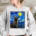 Raccoon Starry Night Sweatshirt - Women's Cozy Art-Inspired Wear Sport Grey