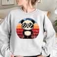 Retro Panda Women's Oversized Sweatshirt - Fun BBQ Style Sport Grey