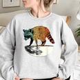 Retro Trashpanda On The Half Moon Vintage Raccoon Women's Oversized Sweatshirt Sport Grey