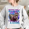 Rizz Em With The Tism Retro Raccoon Meme Women's Oversized Sweatshirt Sport Grey