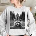 Scared Raccoon Selfie With Sasquatch Bigfoot Raccoon Women's Oversized Sweatshirt Sport Grey