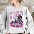 Strawberry Jams Raccoon Women's Oversized Sweatshirt - Fun & Cozy Sport Grey